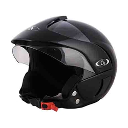 O2 Pearl Open Face Helmet With Sunpeak, Quick-Release Adjustable Strap & Sturdy Head Protector (Black)